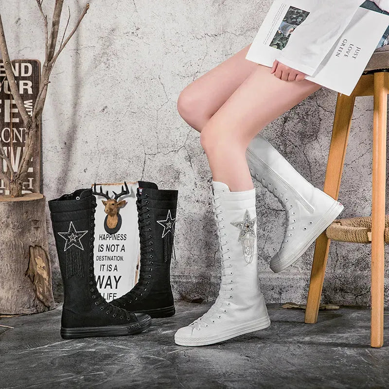 Five Pointed Star Canvas Boots - Bellarte Enchanté Five Pointed Star Canvas Boots